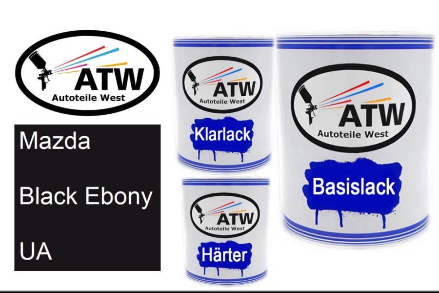 Mazda, Black Ebony, UA: 1L Lackdose + 1L Klarlack + 500ml Härter - Set, von ATW Autoteile West.